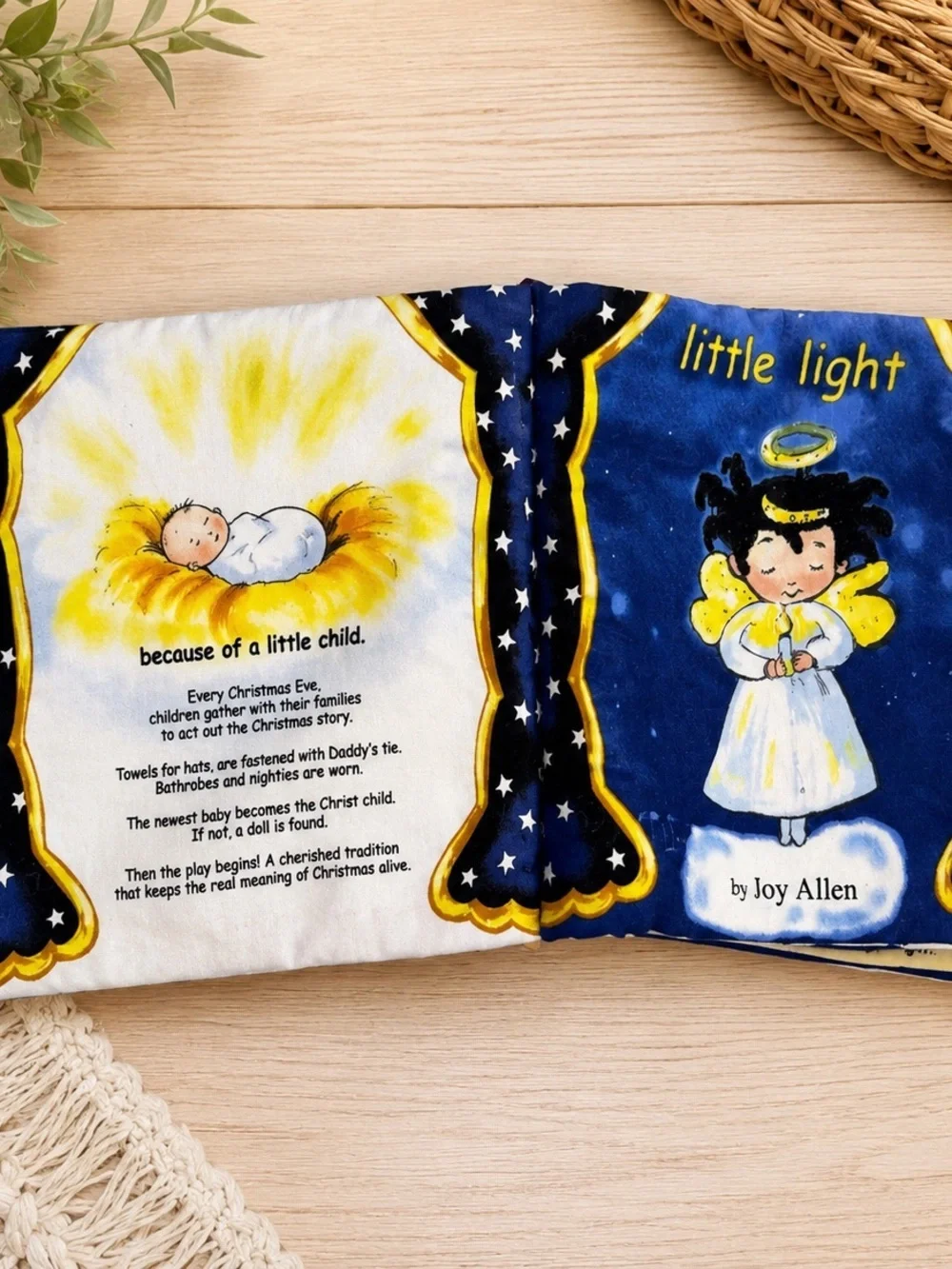 Little Light Soft Baby Board Book Fabric Panel - Blue & Yellow